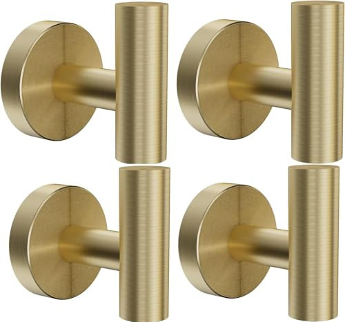 YUET 4 Pezzi Ganci Portasciugamani in SUS 304 Acciaio Inox Gancio Appendiabiti da Parete Con Accessori a vite per Cucina e Bagno Asciugamani Muro Accappatoio (4 Oro)