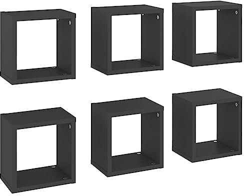 QJBSAVVA Wandablage Hängeregal Küche Küchenregal Wand Wand Regale - Würfelregale 6 STK. Grau 22x15x22 cm für Büro Arbeitszimmer Küche Wände