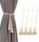 Contoeey Seil-Vorhang-Raffhalter mit Quasten, Drapierhalter, Baumwolle, Doppelseil, Vorhanghalter, Holz, Beige, 4 Stück