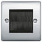 BG Polished Chrome Single 2 Gang Brush Cable Entry Wall Plate Black Insert Square