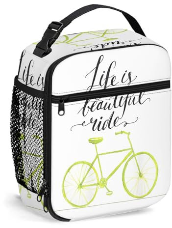 Bolsa de almuerzo reutilizable para bicicleta, la vida es un paseo en bicicleta, lonchera pequeña para hombres y mujeres, lonchera portátil aislada para adultos, adecuada para picnic en el trabajo, ve