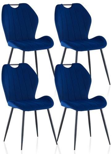 ZBAOLTO Esszimmerstühle 4er Set Samt, Stühle esszimmer Küchenstuhl Polsterstuhl Wohnzimmerstuhl mit Rückenlehne Metallbeine, Stühle essstühle für Esszimmer Wohnzimmer Küche Schlafzimmer, Blau