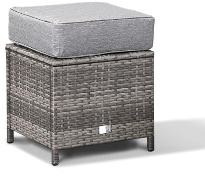 Rattan park Cambridge Range Rattan Garden Furniture Single Stool with Cushion in stone Browne Grey weave