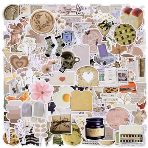 Vintage ästhetische Aufkleber Pack – 180PCS Retro Floral, Lebensmittel, Kunst, Daily Life Designs für Journal, Laptop, Wasserflasche, Scrapbook für DIY Dekor