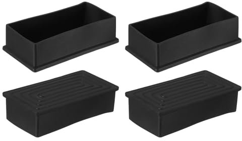 sourcing map Rubber Furniture Leg Caps, 4Pcs 50x100mm Rectangle Chair Leg Tips Caps with Edges, Furniture Foot End Cap Cover Floor Protector for Table, Chair, Machinery Equipment Feet, Black