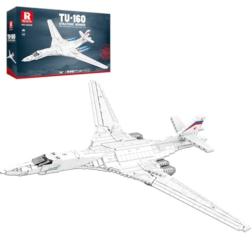 Reobrix TU-160 Bomber Bausatz, Militärflugzeug Konstruktionsset 33036, Modellbausatz für Deko oder Sammlung, Armee-Spielzeug Geschenk für Jugendliche 14+, Erwachsene & Militärfans