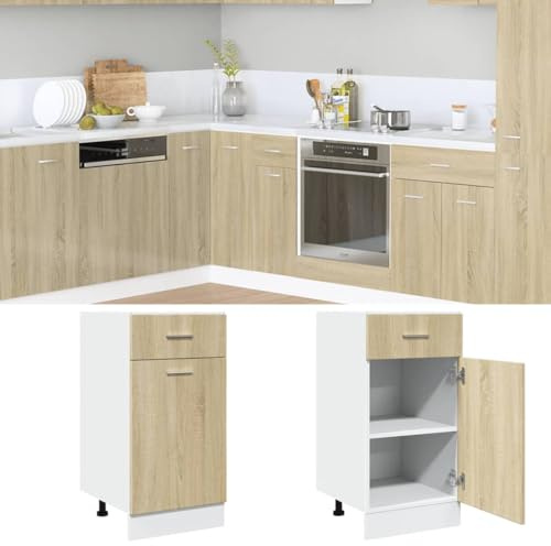 Myheimly Schubunterschrank Sonoma-Eiche 40x46x81,5 cm Holzwerkstoff Küchenschrank Küchenzeile Küchenmöbel Unterschrank Küchenunterschrank Schrank