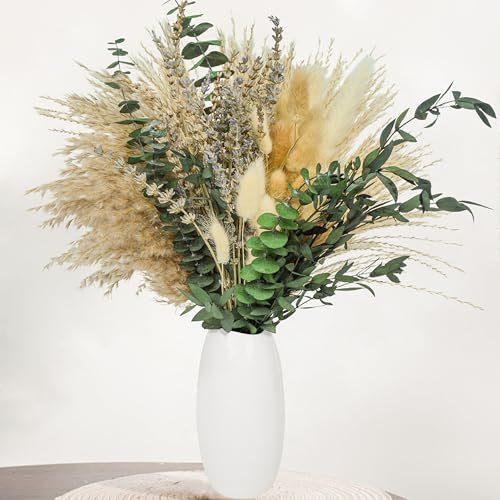 Aufisi Decorazione con Fiori secchi di Erba della Pampa (100 Pezzi) – Bouquet Naturale per Tavolo da Pranzo, Soggiorno | Decorazione da tavola in Stile Boho | Decorazione Domestica sostenibile