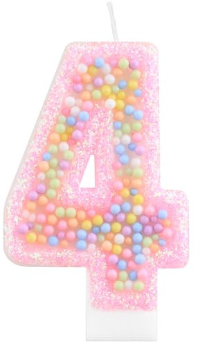 Macaron 4 Birthday Candles for Girls, Rainbow Pastel Macaron Number 4 Candle for Cake, Colorful Cake Topper 4th Birthday Decorations Girl, Sweet Themed Birthday Wedding Party Decoration