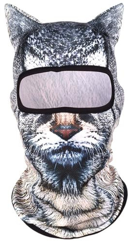 OLIPHEE 3D Cat Ski Sturmhaube für Herren Balaclava Damen Transparente Gesichtsmaske mit Ohren Niedliche Tier Ski Mütze für Musikfestivals Raves Party Outdoor Aktivitäten 02 Schwarze Katze
