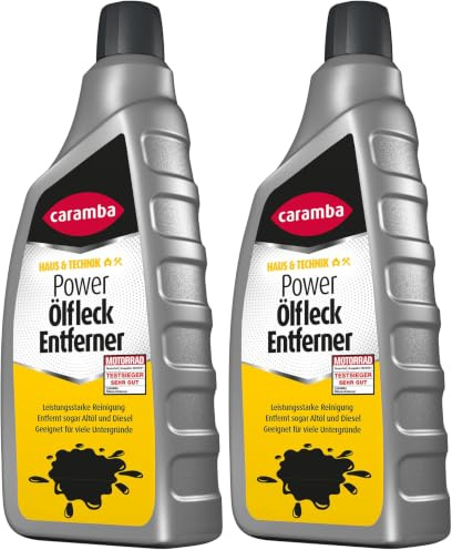 Caramba Power Ölfleck Entferner, Beseitigt Ölflecken auf Pflastersteinen, Betonstein, Textilien und mehr, für Garagenböden geeignet, Gel-Struktur, 1 l (Packung mit 2)