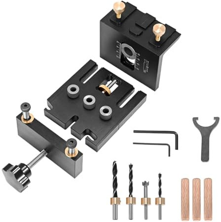 Hoyiyobi 6/8/10/15mm Foro Tasca Jig Kit, Dima per Fori a Tasca Kit,3 in 1 Lavorazione Del Legno Doweling Jig Kit con Clip di Posizionamento Regolabile Guida Foratura Puncher Locator