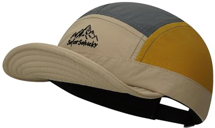 Clakllie 5 Panel Cap mit Kurzem Schirm Schnelltrocknend Short Brim Basecap Herren Leichte Running Hut Atmungsaktiv Outdoor Cap,BSSD2524-Khaki