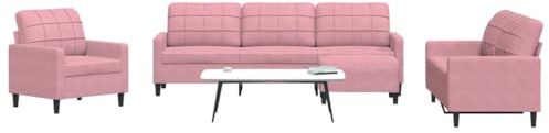 WEMYUFURN Samt Sofagarnitur 3-TLG mit Hocker Metallgestell Grau Modernes Wohnzimmer Set Eckcouch Polstergarnitur Bequem Sitzgruppe