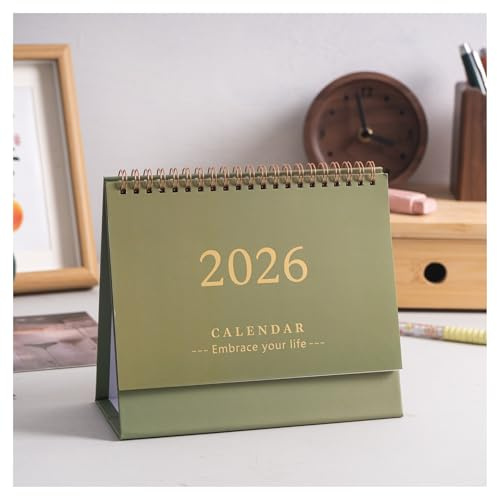Der 2026 kalender 2026 Desk Calendar 2025.07-2026.12 Thick Mini Creative Portable Coil Planner for or Office Use Der punkt im jahr 2026(Bean green)