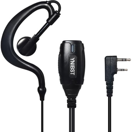 YNIBST Pinganillo en Forma G Compatible con Walkie Talkie Kenwood Baofeng | Auricular para Radio con Micrófono PTT Compatible con Baofeng Kenwood UV-5R, UV-82, BF-888S Radio