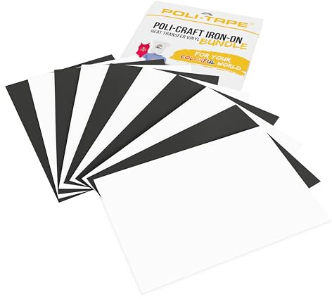 POLI-CRAFT IRON-ON BUNDLE BLACK & WHITE – 10 x POLI-FLEX® TURBO®, Turboschnelle Transferfolie für Textilien (5 x Weiß, 5 x Schwarz), 10 x A4 (21 cm x 29,7 cm)