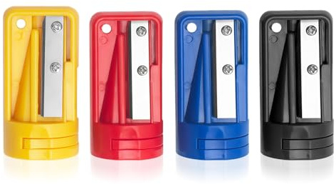 XNFUOE 4pcs Multicolor Carpenter Pencil Sharpener Manual Portable Woodworking Pencil Sharpeners Handheld Pencils Sharpeners Narrow Sharpening Tool for Woodworking Office (4 Color)