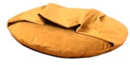 Rohrschneider Liegekissen Iglu für Hunde, Weiches Kissen mit Integrierter Höhle, Samt Stoff, Abnehmbarer Bezug, Waschbar, versch. Größen und Farben (Senf, S: Ø43xH20cm)