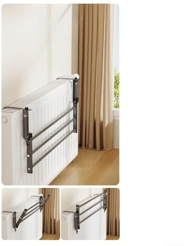 HaloModora Tendedero montado en radiador con ajuste de ancho flexible, funciona en radiadores calefactados iluminados por el sol y barandillas exteriores uniformemente (50 cm, blanco)