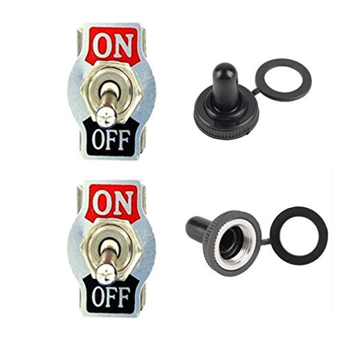 Qiorange 2 X Interrupteur Inverseur à Bascule Levier en Métal ON/OFF 2 Terminal Pin SPST Poids Lourd 20A 125V 15A 250V Voiture Moto (ON/OFF 2Pin 2Pcs)