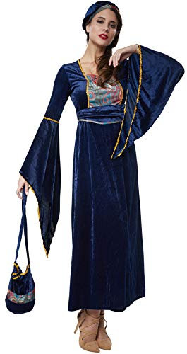 dressforfun 900525 - Damenkostüm Burgfräulein, Edles Gewand aus Samt inkl. Kopfbedeckung und Tragetäschchen (M | Nr. 302631)