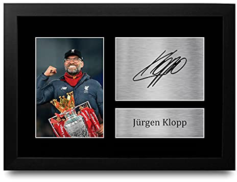 HWC Trading FR Jurgen Klopp Gift Signed FRAMED A4 Printed Autograph Liverpool Gifts Photo Display