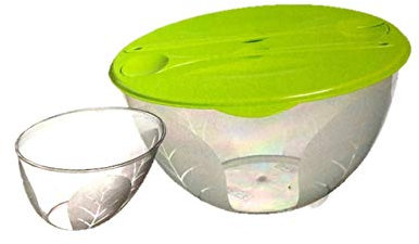 salat Salatschüssel Schüssel Rührschüssel Servierschüssel XXL 5 Liter mit Deckel + Besteck + 1 Liter Schüssel