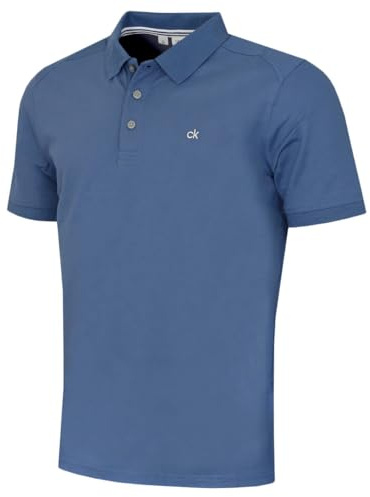 Calvin Klein Mens 2026 Campus 3 Button Ribbed Collar Golf Polo Shirt
