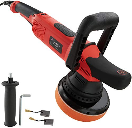 tectake® Pulidora para Coche 810W, Incluye Plato de Rotación, Esponja de Pulir, Kit Completo con Esponjas, Pulimento Coche Arañazos, Pulidora Orbital, Detailing - Regulación Velocidad Digital