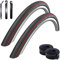 2 x Schwalbe Lugano 2 28 Rennradreifen Schwarz roter Streifen 700 x 25C (25-622) + 2 Schwalbe Schläuche SV15 inkl. 3 Reifenheber