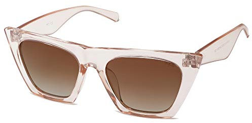 SOJOS Sonnenbrille Damen Polarisiert Vintage, Sonnenbrille Herren Retro Groß Cateye Verspiegelt Eckig Coole Frauen 90er Jahre Rechteckige Mode Unisex UV400 Schutz Brille SJ2115, Braun/Braun