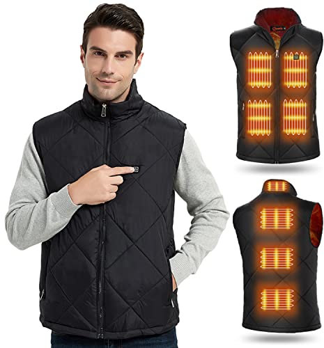 FERNIDA Heated Gilet for Men, Winter Warm Outdoor USB Charging Electric Heated Vest with 8 Heated Zones, Small, Battery Not Included