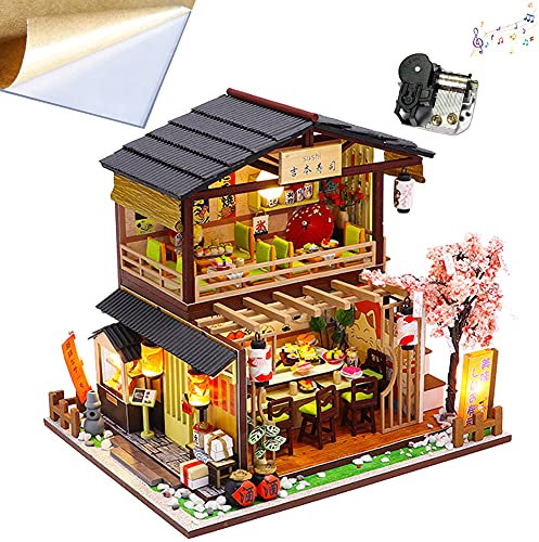 WonDerfulC Casa delle bambole fai da te in legno di sushi giapponese,regalo creativo per Natale e compleanno