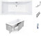ECOLAM Baignoire rectangle Quadro 190x90 cm + revêtement polystyrène pour carrelage | pieds siphon et silicone | ensemble complet