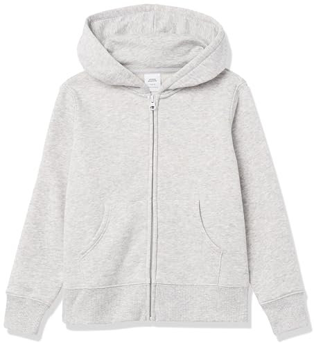 Amazon Essentials Felpe con Cappuccio Foderate in Pile con Cerniera Bambine e Ragazze, Grigio Chiaro Puntinato, 11-12 Anni