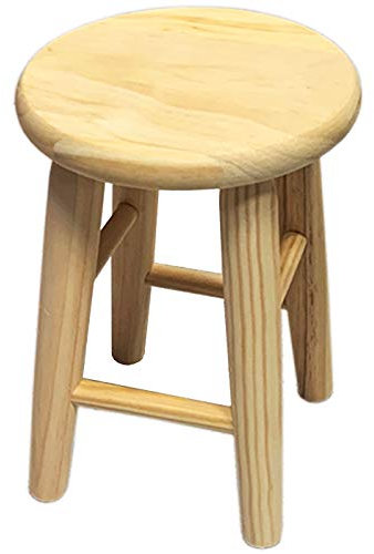 Tradineur - Taburete Redondo de Madera 26 x 19 cm, banqueta de Madera Natural con reposapiés, Asiento para Cocina, hogar, diseño clásico Resistente y Duradero