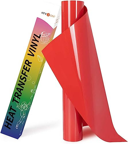 HTVRONT Plotterfolie Textil - 30.5cm x 244cm Rot Flexfolie zum Aufbügeln auf T-Shirt(Rot)