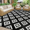 Homcomodar Outdoor Teppiche Wasserdicht 180x270cm Schwarz Groß Patio Teppich Kunststoff Stroh Teppich UV-beständige Camping Matte Reversible Matte für Picknick Balkon Beach Deck