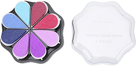 Tnfeeon 8 Colors Petal Shape Finger Ink Stamp Pad,Creativity Color Box Pigment Option Pad Rainbow Rubber Ink Pad for Card Making Scrapbook Painting(Floral)