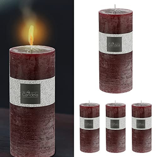 Stumpenkerze 4er Set beere | rund 7x16cm Frostfinish Kerze | Wachskerze Echtwachs (1 x 4er Set Stumpenkerze beere 16cm)