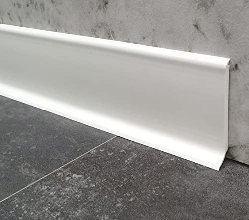 MadeInNature Plinthes souples adhésives en PVC, Colle sèche haute qualité, différents Coloris, Blanc, Gris, Dimensions au choix (Blanc, Hauteur 80 mm x Longueur 18 ml)