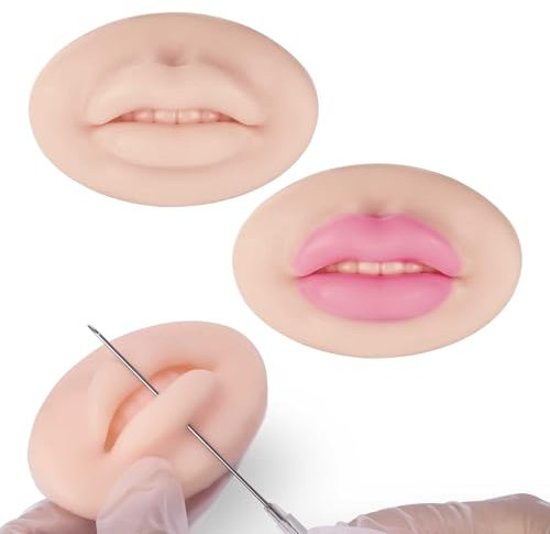 ATOMUS 2pcs Tattoo Practice Skin Silicone Ultra Soft Fake Skins 3D Practice Skin for Microblading Permanent Makeup Lips Tattoo Practice Skin for Makeup Lips