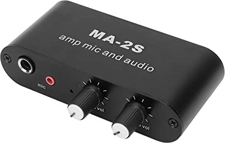 Small Stereo Audio Preamplifier, DC12V Stereo Audio Preamplifier 3 Output Ports 3.5mm Condenser Microphone Interface Headphone Amplifier