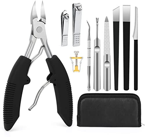 Segbeauty Maniküre Set, Nagelset -10 Teiliges, Pediküre Set Fußpflege Profi, Nagelpflegeset Füße, Fusspflege Set Professionell Hornhaut, für Damen und Herren, Schwarz Olecranon-Nagelknipser