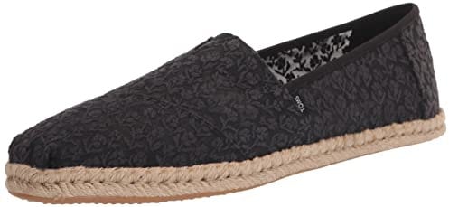 TOMS Women's Alpargata Rope Loafer Flat, Black White, 4.5 UK