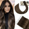 SEGO Tape in Extensions Echthaar Balayage Haarverlängerung Human Hair 50 g 20 Stücke 100% REMY Haar Weft Haarteil Balayage Dunkel Braun bis Hellbraun #2/2/6 14(35cm)-50g
