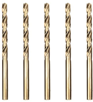 Meccion HSS-Co 5pcs 5.0mm Brocas Helicoidales para Metal, Acero Inoxidable, Madera, Plástico y Hierro