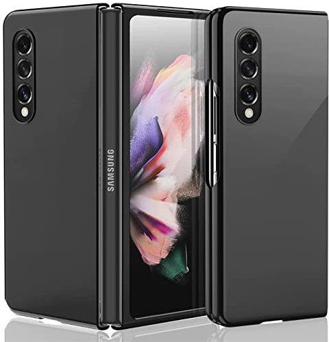 Verco Kompatibel mit Samsung Galaxy Z Fold 3 Hülle, Matte Rückschale Schutzhülle für Samsung Z Fold 3 5G Case Silikon Handyhülle - Schwarz