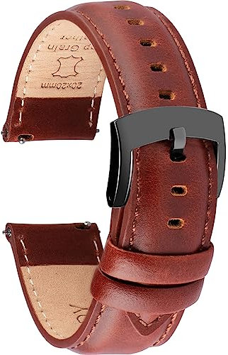 OTTOODY Leder Uhrenarmband 18-22mm Mit Schnellverschluss - Elegantes Ersatz-Armband für Herren und Damen Uhren und Smartwatches